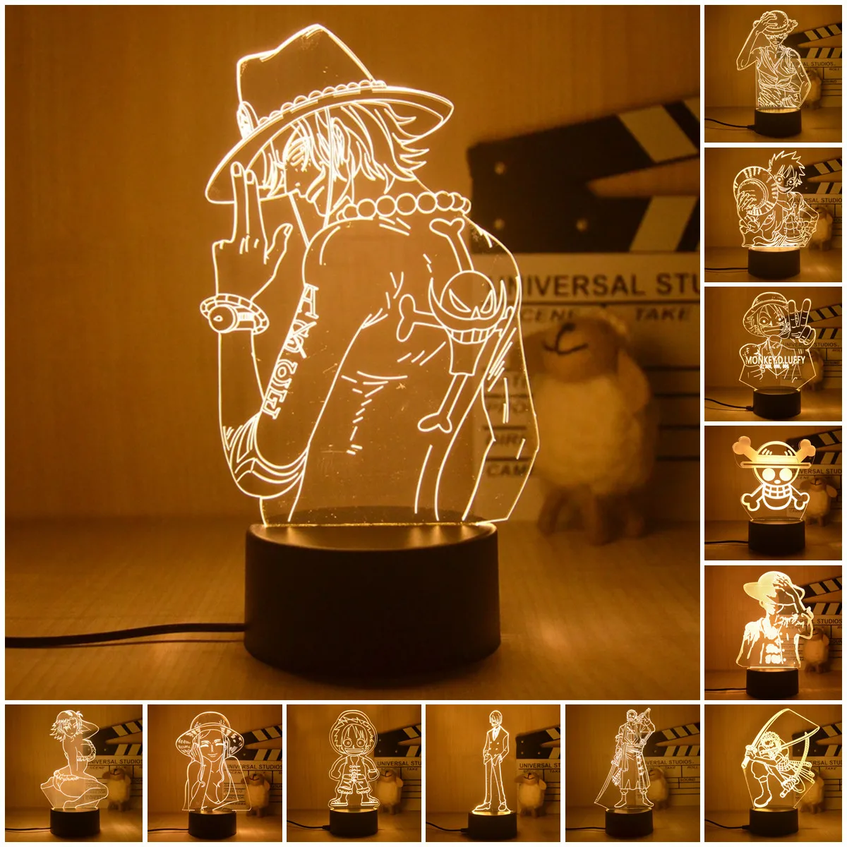 

Новый 3D аниме цельный Луффи фигурный светильник светодиодный Ночной светильник ночник сенсорсветильник фонарик настольная модель Фигурки...