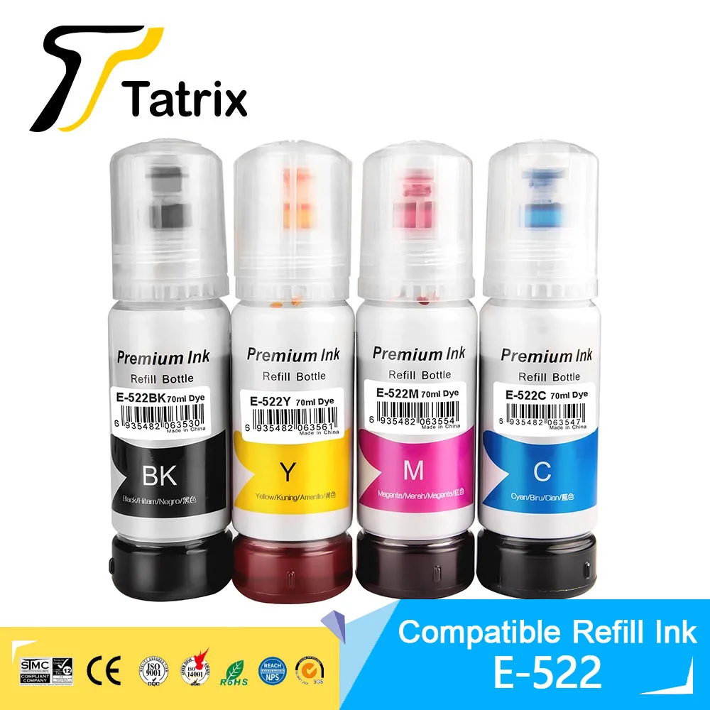 

Tatrix 522 T522 Premium Color Compatible Bulk Bottle Water Based Refill Ink for Epson ET-2710 ET-2720 ET-4700 Printer