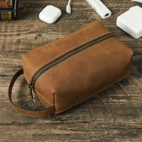 contact%e2%80%98s genuine leather mens small cosmetic bag casual portable makeup cover mini travel storage bag for laptop accessories