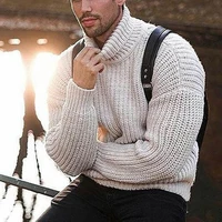 autumn and winter mens clothing solid color new turtleneck sweater long sleeved suit bottoming wool knitted top