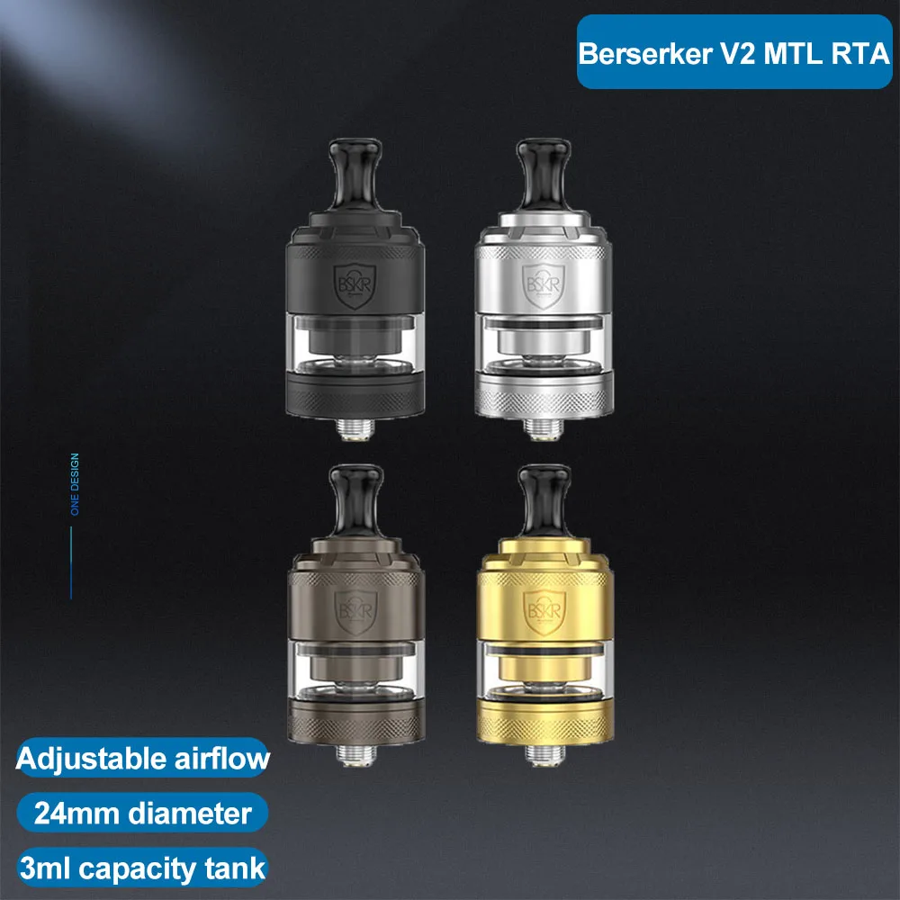

Berserker V2 MTL RTA с баком емкостью 3 мл диаметром 24 мм, резьба 510, 316ss, Регулируемый Воздушный Распылитель VS Berserker Mini MTL RTA
