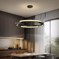 modern chandeliers for dining hall black ring lamp living room loft hanging pendant light indoor intelligent lighting home decor