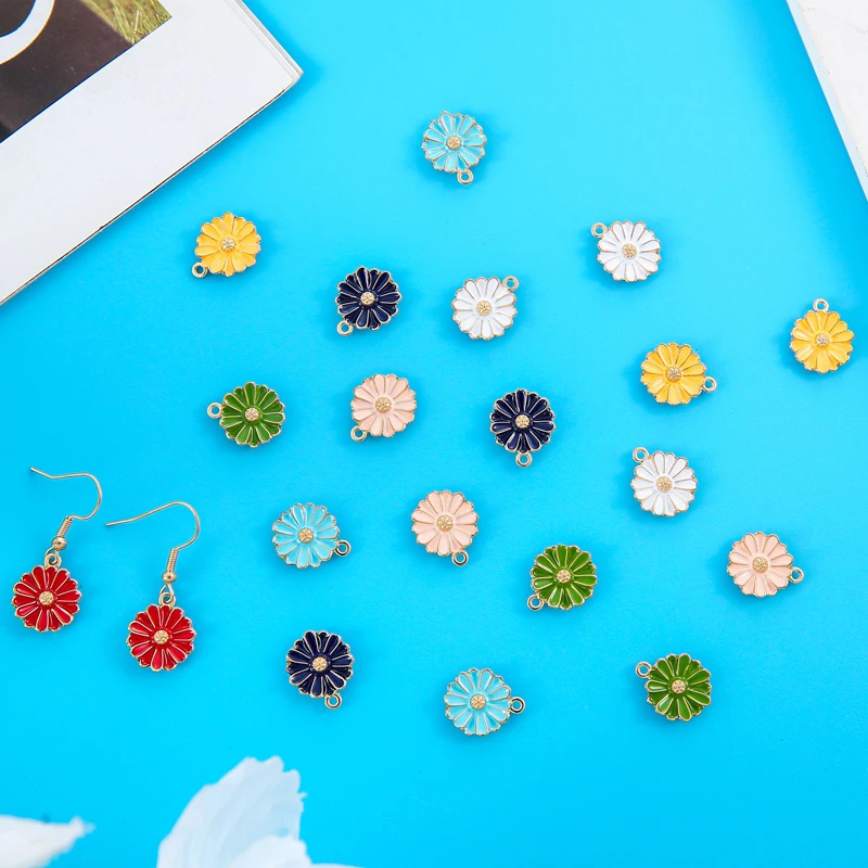 10 шт. 7 цветов эмалевые маргаритки с цветными блоками Очаровательные Подвески