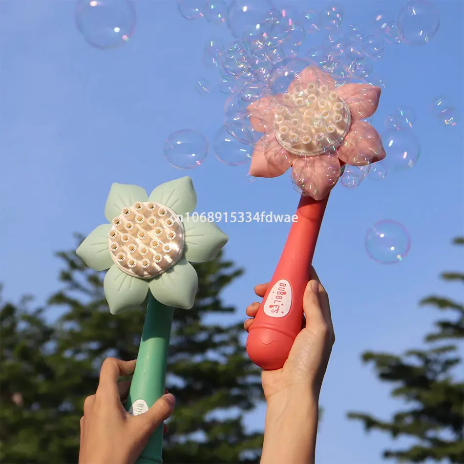 

23 Holes Electric Automatic Colorful Sunflower Bubble Stick Machine Summer Outdoor Beach Bubbles Gun Children's Toy for Kid Gift