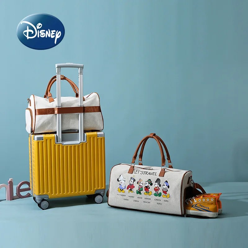 Disney-bolso de viaje de Mickey para mujer, bolsa de viaje portátil de gran capacidad con separación seca y húmeda, bolso de Fitness para exteriores a la moda, novedad de 2022