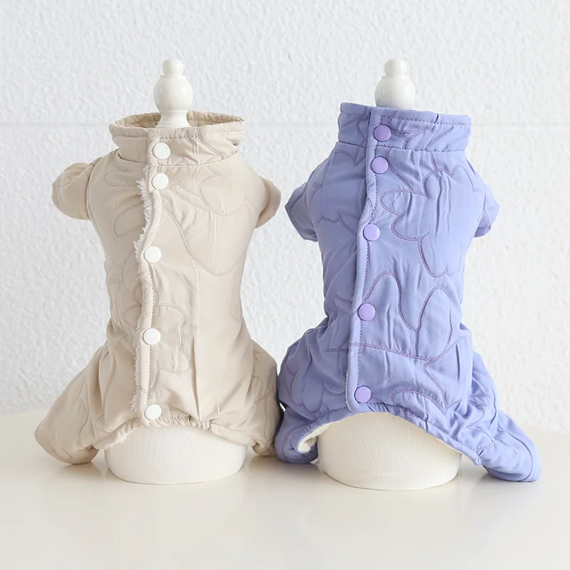 

One-Piece Cardigan Warm Cotton Padded Four-Legged Pet Jumpsuits for Autumn and Winter 2023 Dog Apparel Overalls for Pets