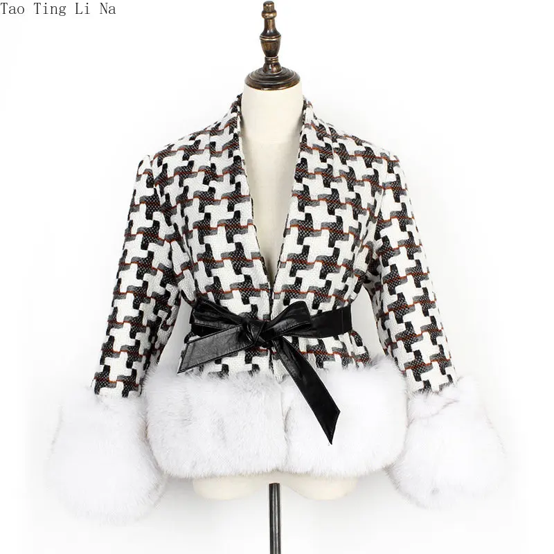 2023 Women New Genuine Silver Fox Cuffs Fox Fur Coat H5