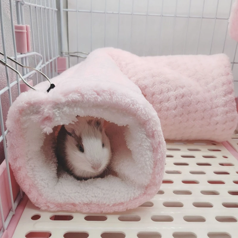 

Set of 3 Hamster Nest Winter Bed House Shed Hanging Hammock Cage Tunnel Plush Hideaway for Hamster Small Pet