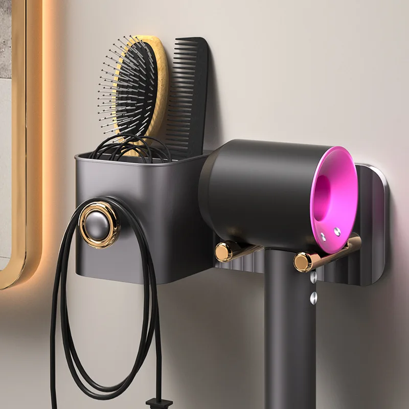 

Bathroom hair dryer storage rack Light luxury hair dryer rack Wall mounted hair dryer bracket Hair dryer storage rack