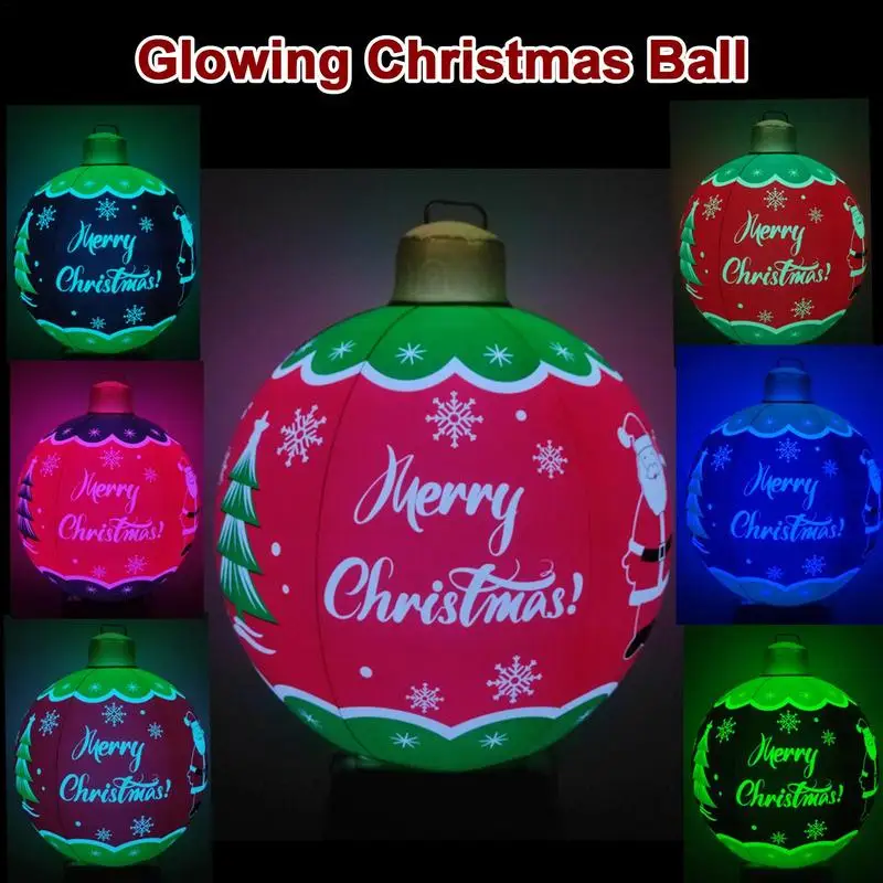 

Inflatable Christmas Ball 60cm LED Light up Balls with Remote Waterproof Christmas Balls with 16 Light Colors for Party Decor