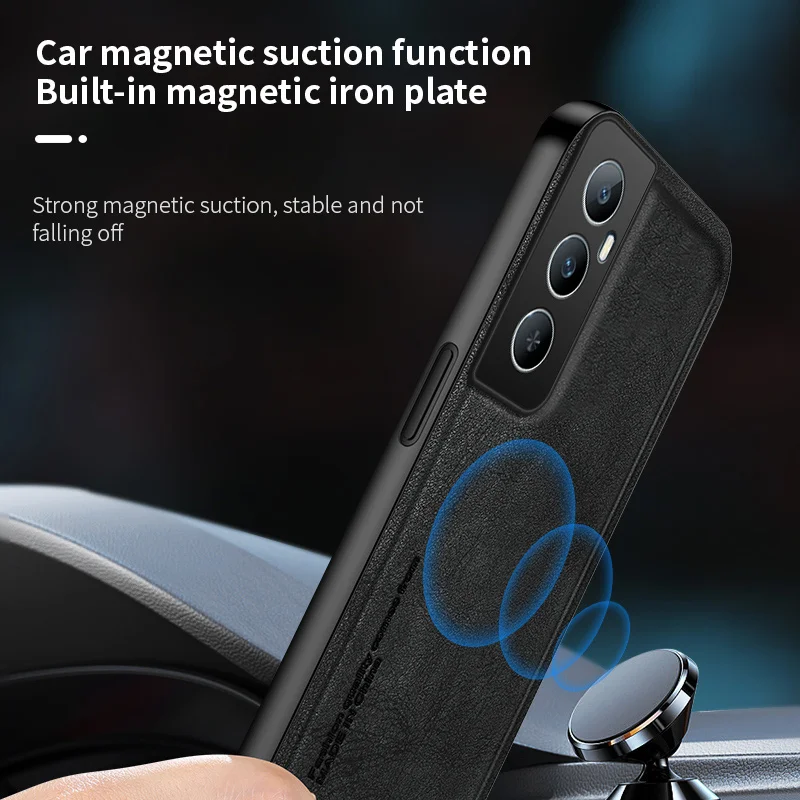 Кожаная задняя крышка для Oppo Realme C65 4G искусственная кожа защита объектива камеры