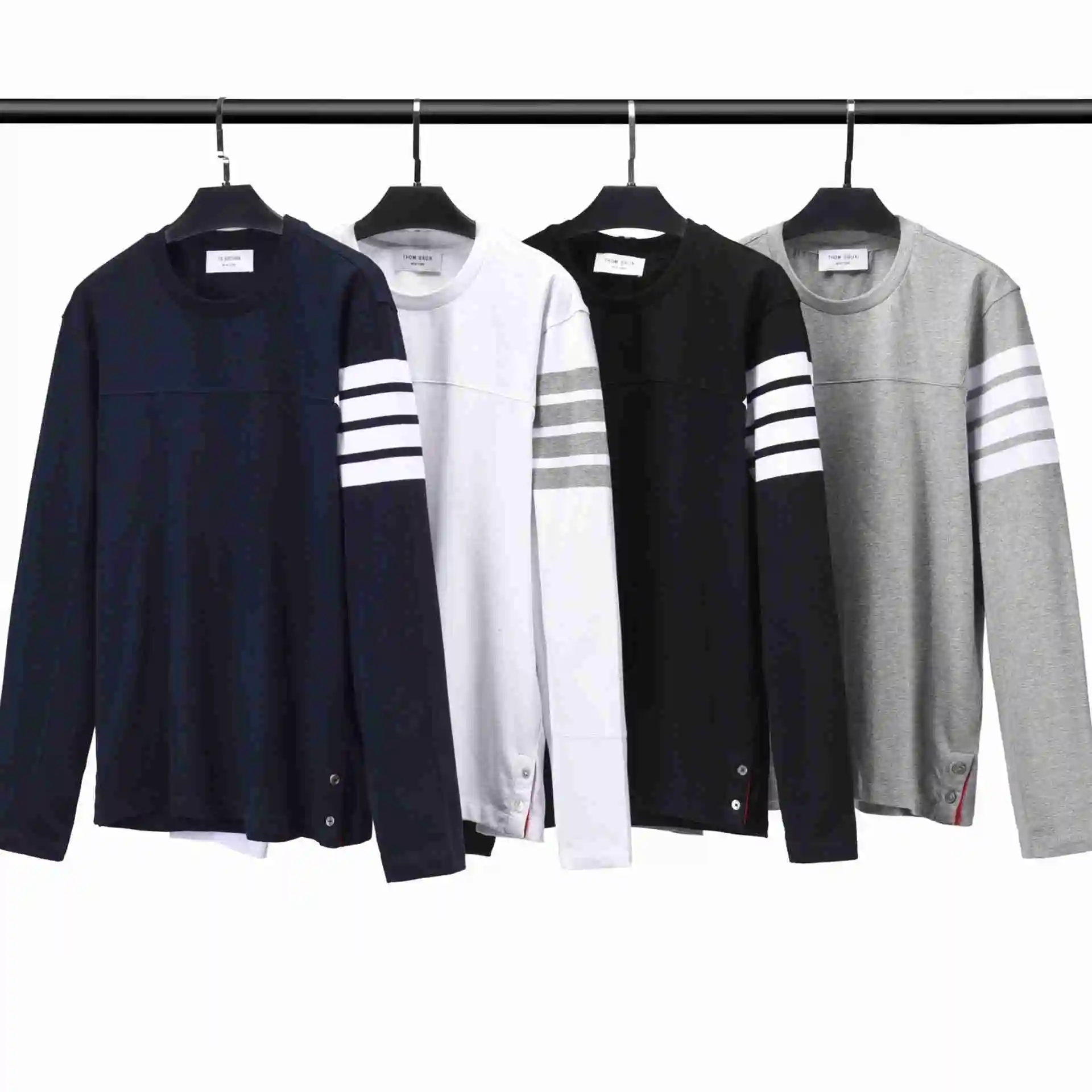 

2022 Men Casual T-Shirt Cotton Long Sleeve Autumn Winter Striped Women Top Couple Wear Couple Wear O-Neck Korean Design