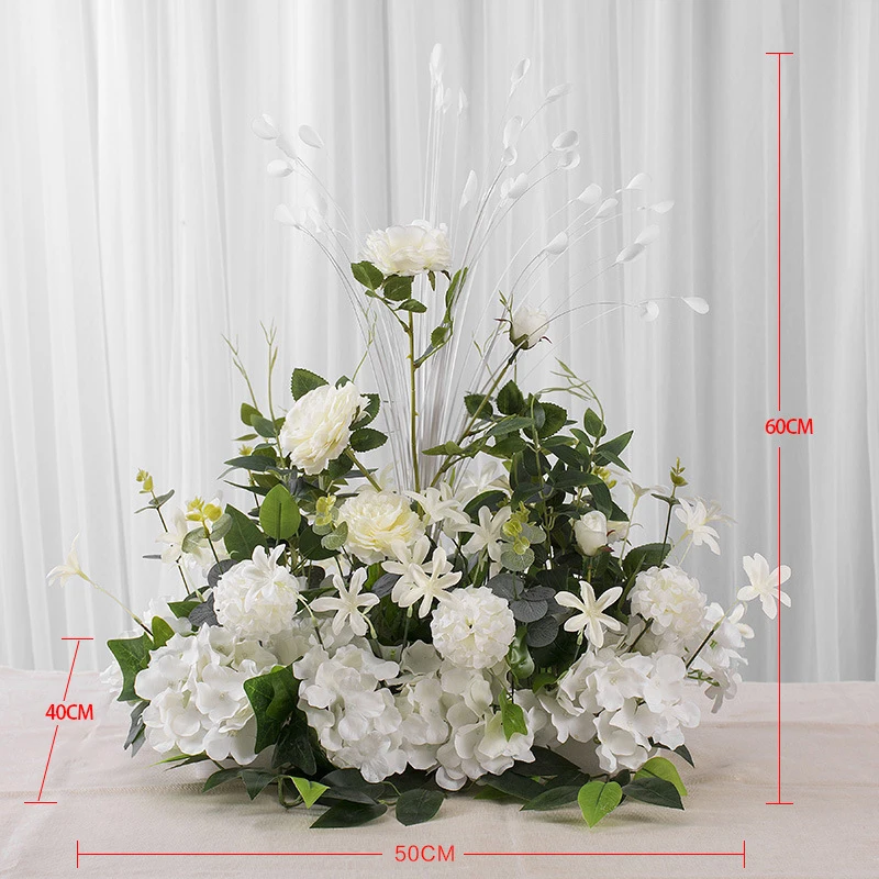 

50/100cm Wedding Flower Wall Arrangement Silk Hydrangea Peony Artificial Flowers Row Diy Decor for Wedding Iron Arch Backdrop
