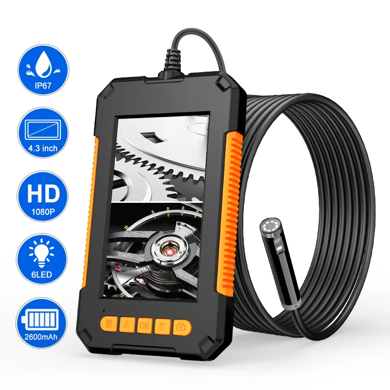 P40 8mm Dual Lens Industrial Endoscope 1080P Full HD 4.3 inch LCD Digital Inspection Camera WIth Hard wire for Car Engine, Drain  - buy with discount