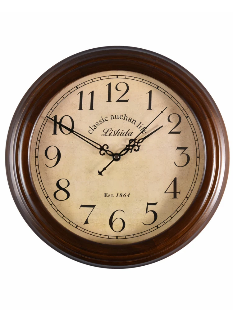 

Современные Простые бесшумные часы из массива дерева в стиле ретро часы китайские деревянные креативные американские настенные часы