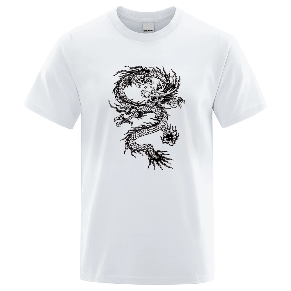

Новинка 2022, футболки, мужская футболка с принтом черного дракона в стиле Харадзюку, одежда в стиле хип-хоп из чистого хлопка с коротким рукав...