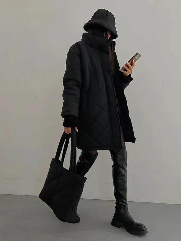 Cryptographic 2022 Fall Winter Parkas and Bag Quilted Coats and Jackets for Women Warm Trench Coat Long Down Jackets Outifits