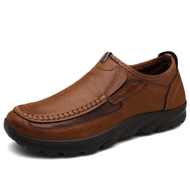 Zapatos para caminar para hombre, mocasines informales Retro hechos a mano, zapatillas sin cordones, talla grande 39-48