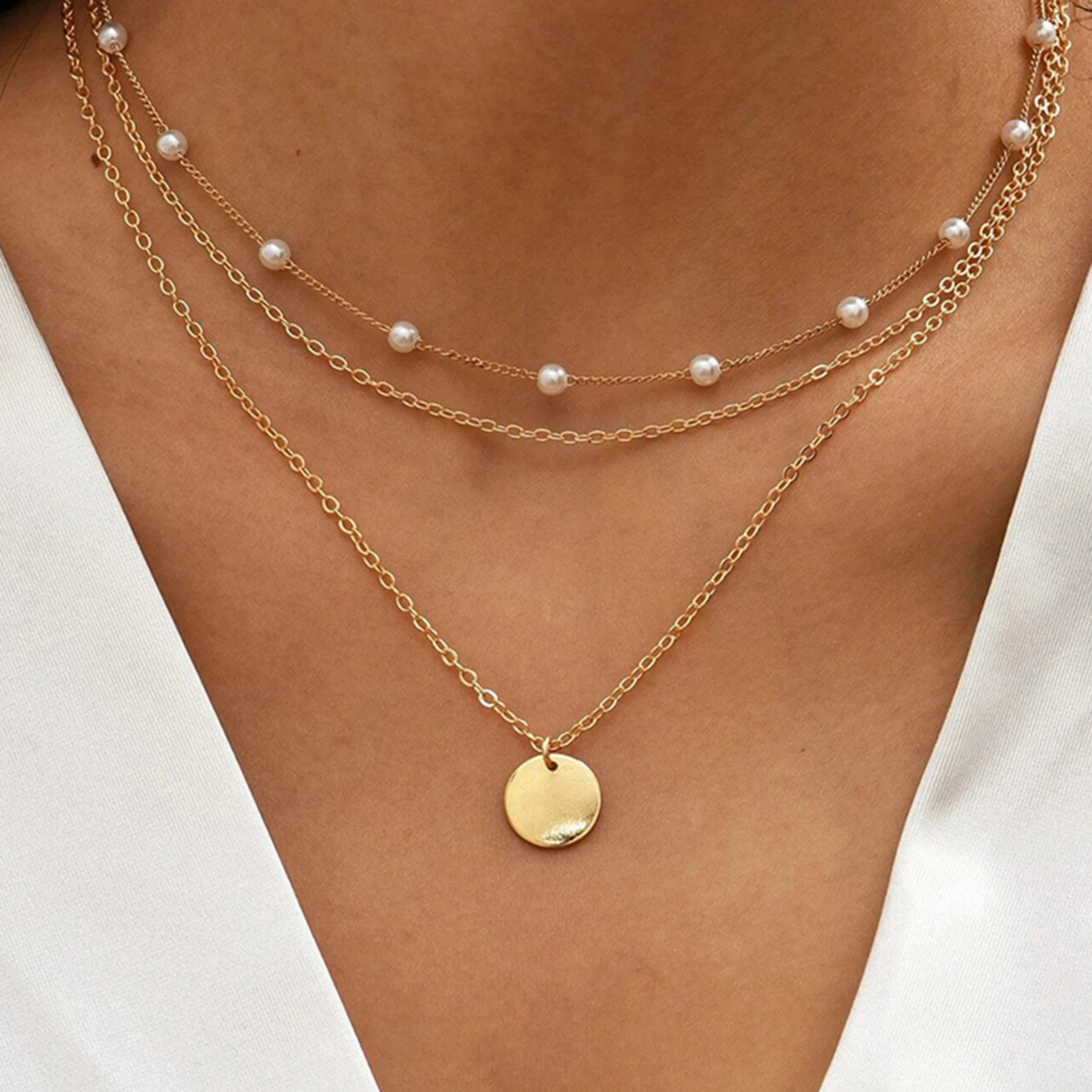 Жемчужное многослойное ожерелье на цепочке с застежкой изящная и отличная