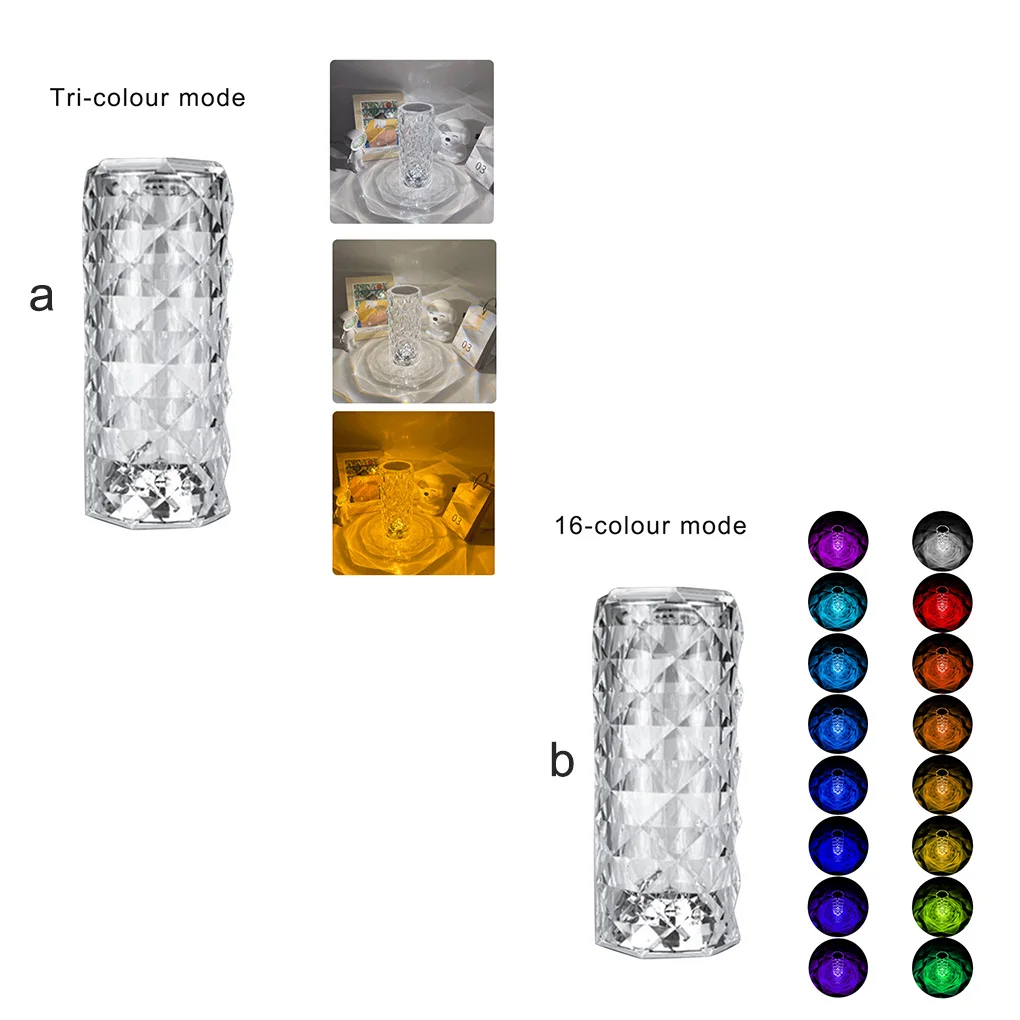 

Хрустальная настольная лампа с USB, ночник с регулируемой яркостью, светодиодный ночсветильник, меняющий цвет, декоративные светильники, 3 цв...