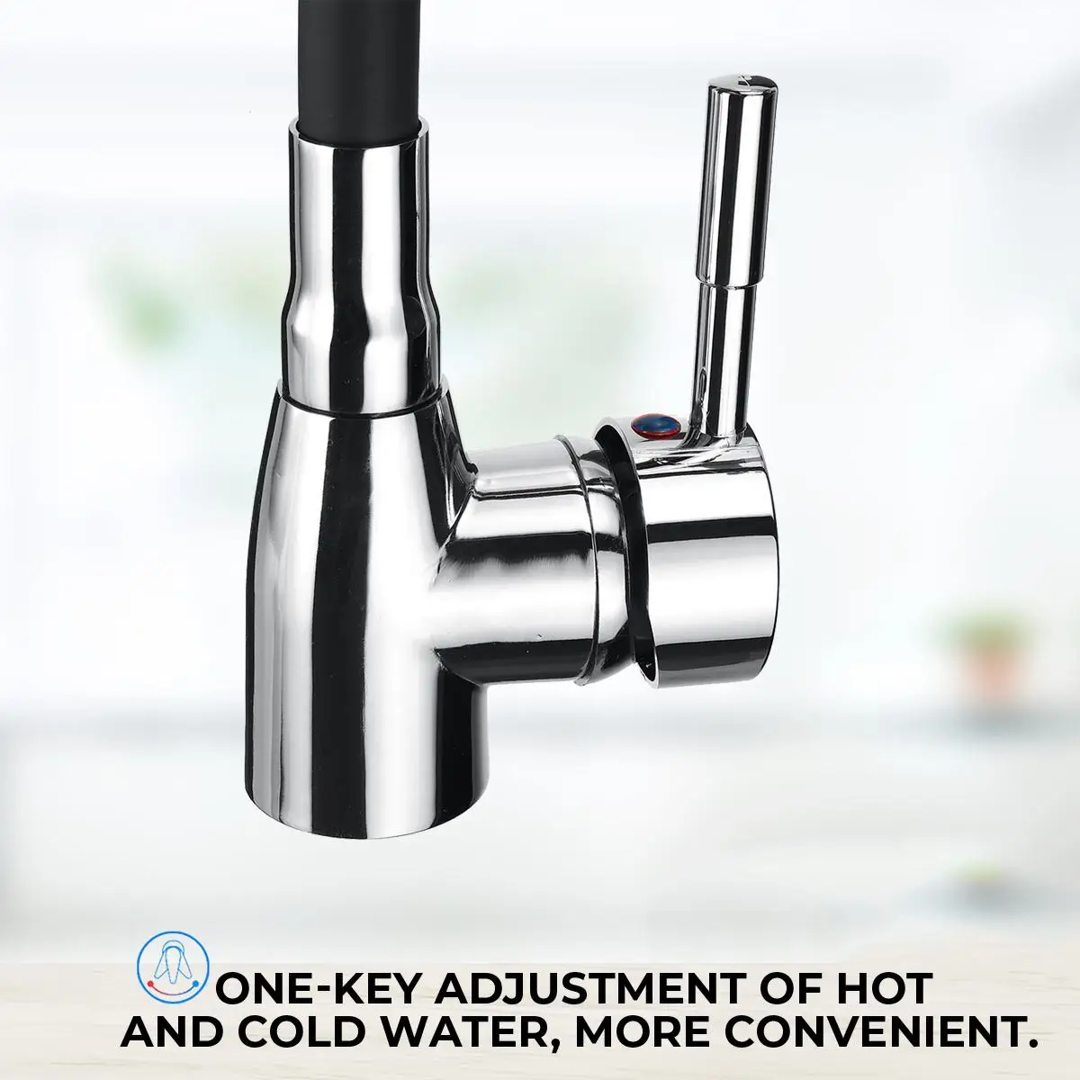 Polished Chrome Black 360Rotating Single Handle Kitchen Basin Faucet Cold and Hot Water Mixer Tap Torneira Deck Mounted enlarge