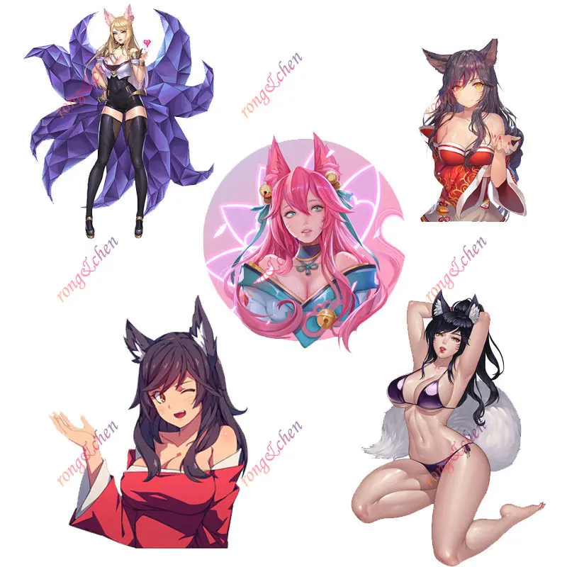 

Мультяшная привлекательная девушка, автомобильная наклейка Ahri для автомобиля, мотоцикла, гоночного шлема, ноутбука, багажника, кузова авто...