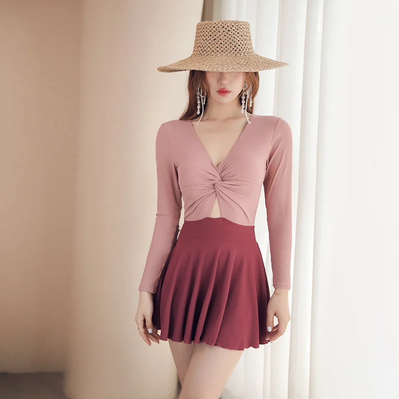 

One-pieces Women's Swimsuit Korean-style Belly Covering Thin Fashion Bubble Spa Conservative Swimming Suit