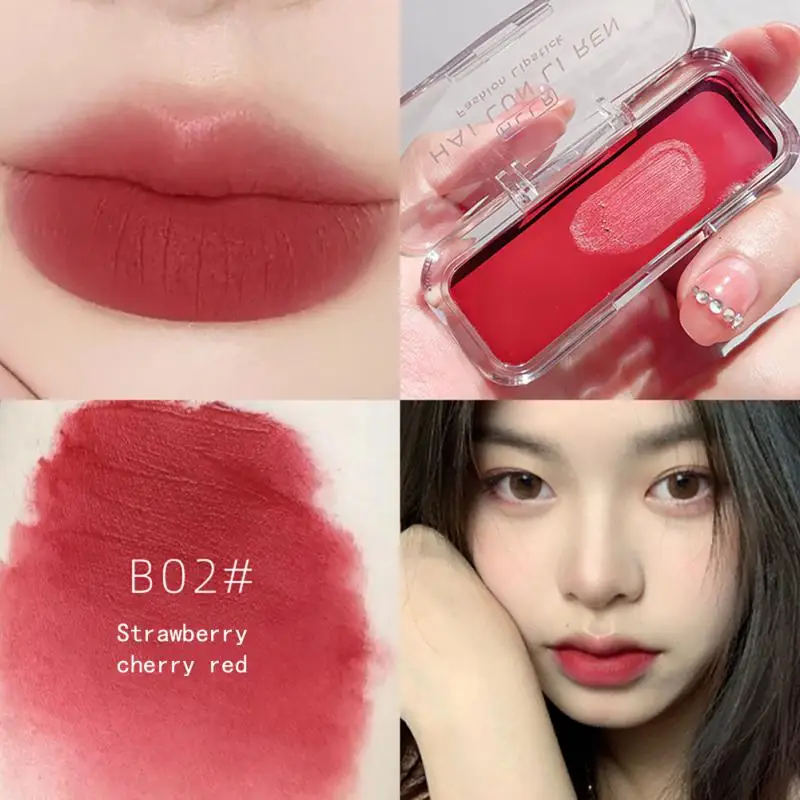 

HLLR Canned Lip Mud Matte Velvet Lipstick Student Party Lip Glaze New Dual-Use Cheek & Lip Mud Soft Smooth Makeup