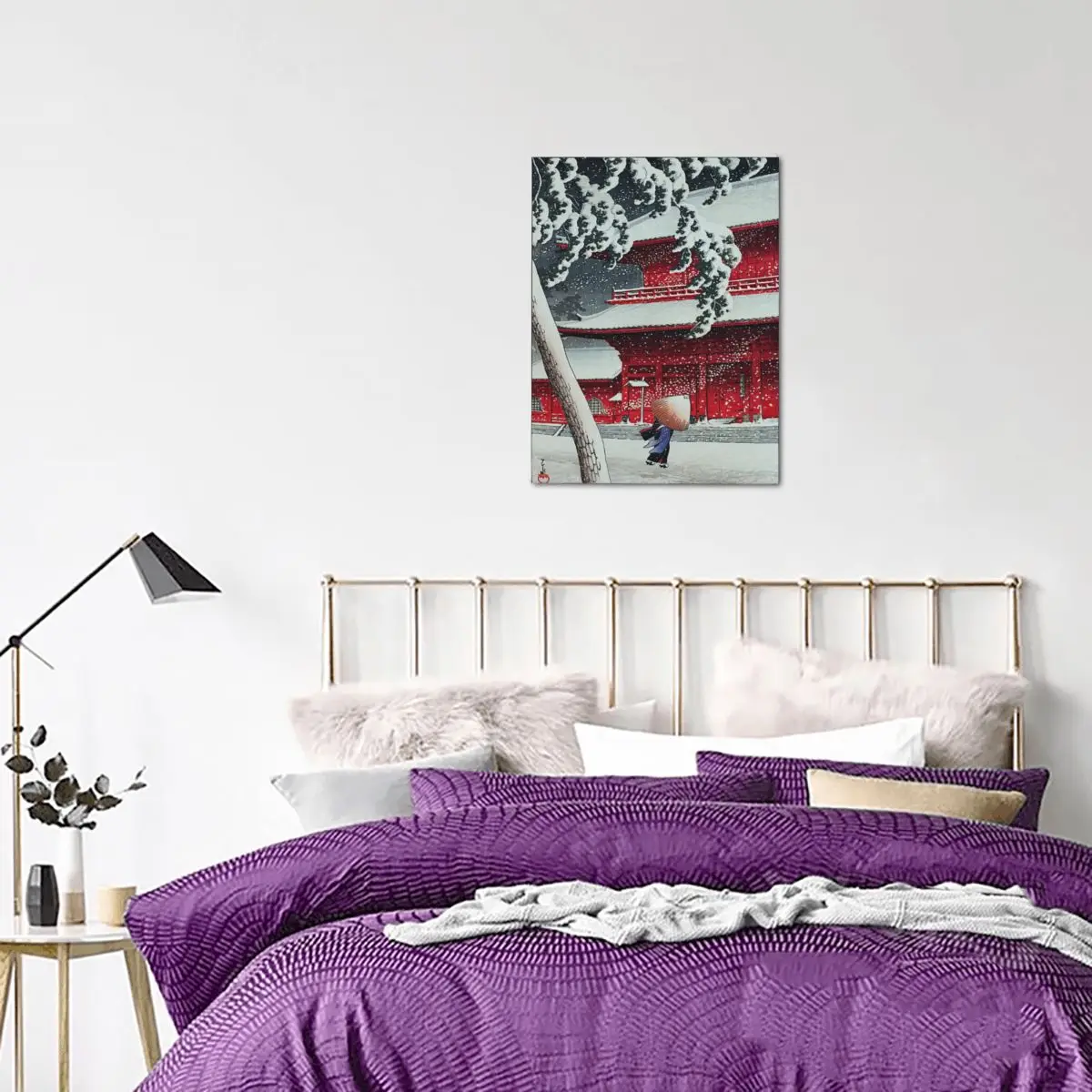 Безрамная картина Zojoji Temple Shiba 1925 Hasui Kawase на холсте