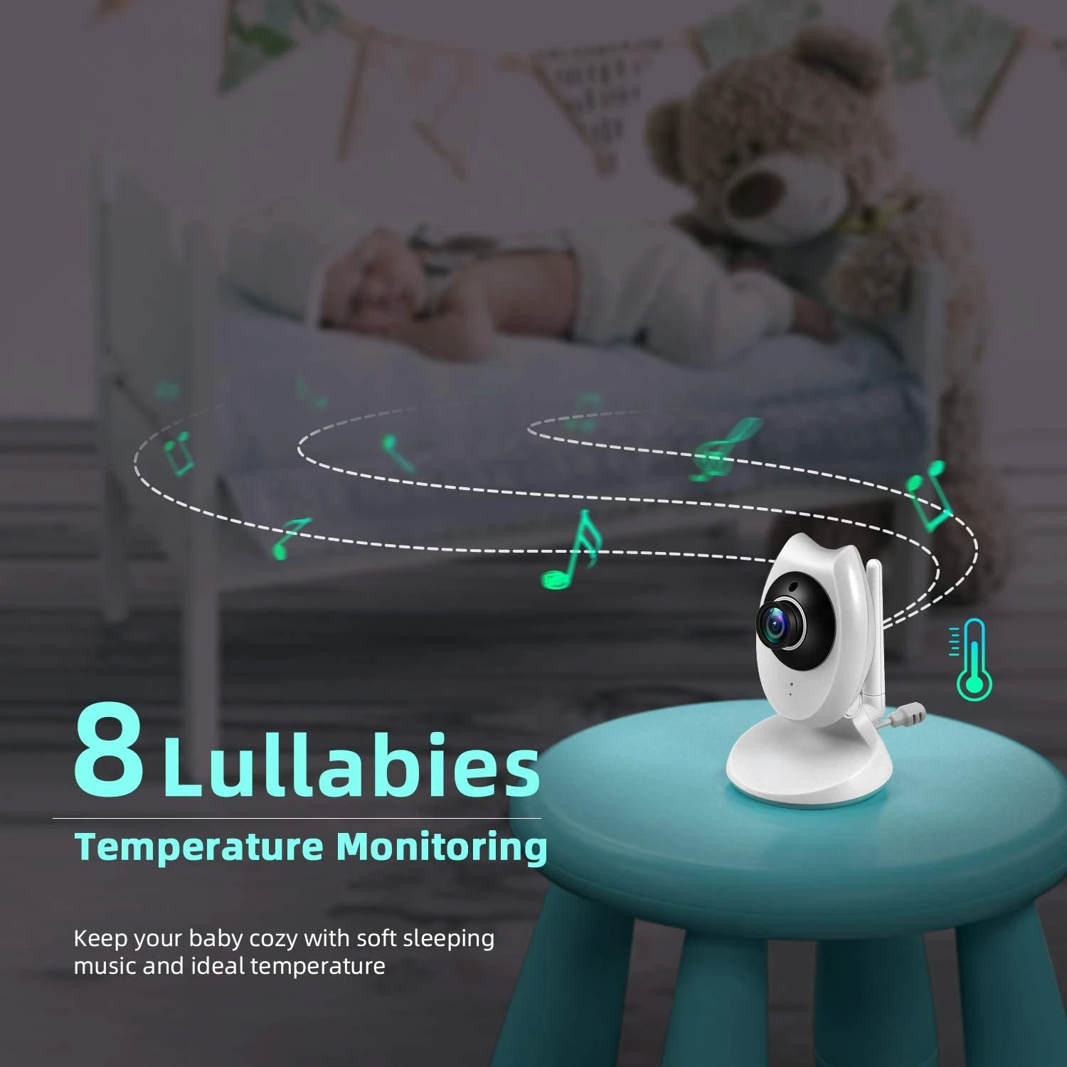 

2022 New 4.3 inch Baby Monitor with Camera Nanny 2-split Screen Night Vision VOX Mode 2 Way Audio Temperature Monitoring