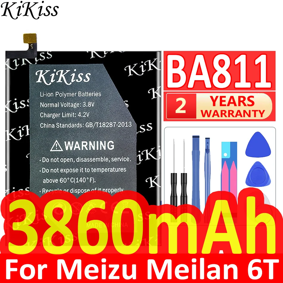 

KiKiss 3860mAh BA811 BA 811 Batteries For Meizu M6T For Meilan 6T M811Q M811H M811M M811S M811T Phone Battery Bateria Tools