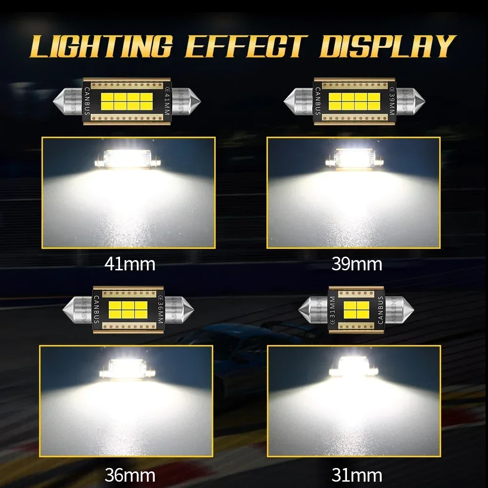 4x Новая светодиодная лампа C10W C5W Canbus Festoon 31 мм 36 39 41 Внутренняя для чтения Купол