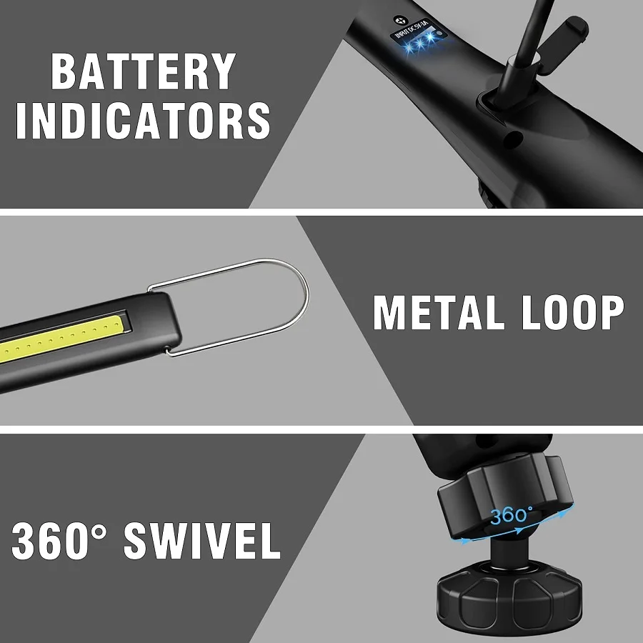 Портативный USB Перезаряжаемый фонарик с магнитной основой водонепроницаемый