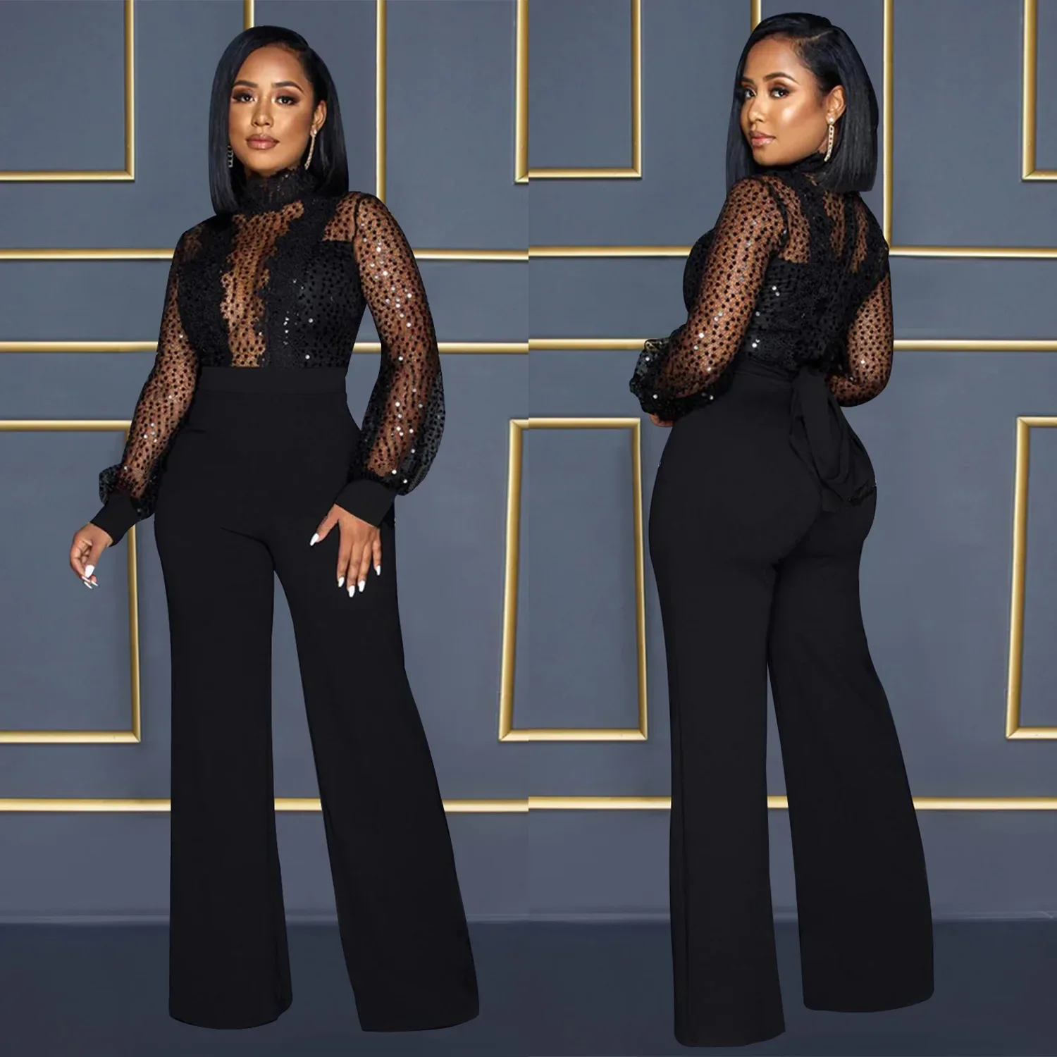 Модная женская одежда свободные широкие комбинезоны с длинными рукавами