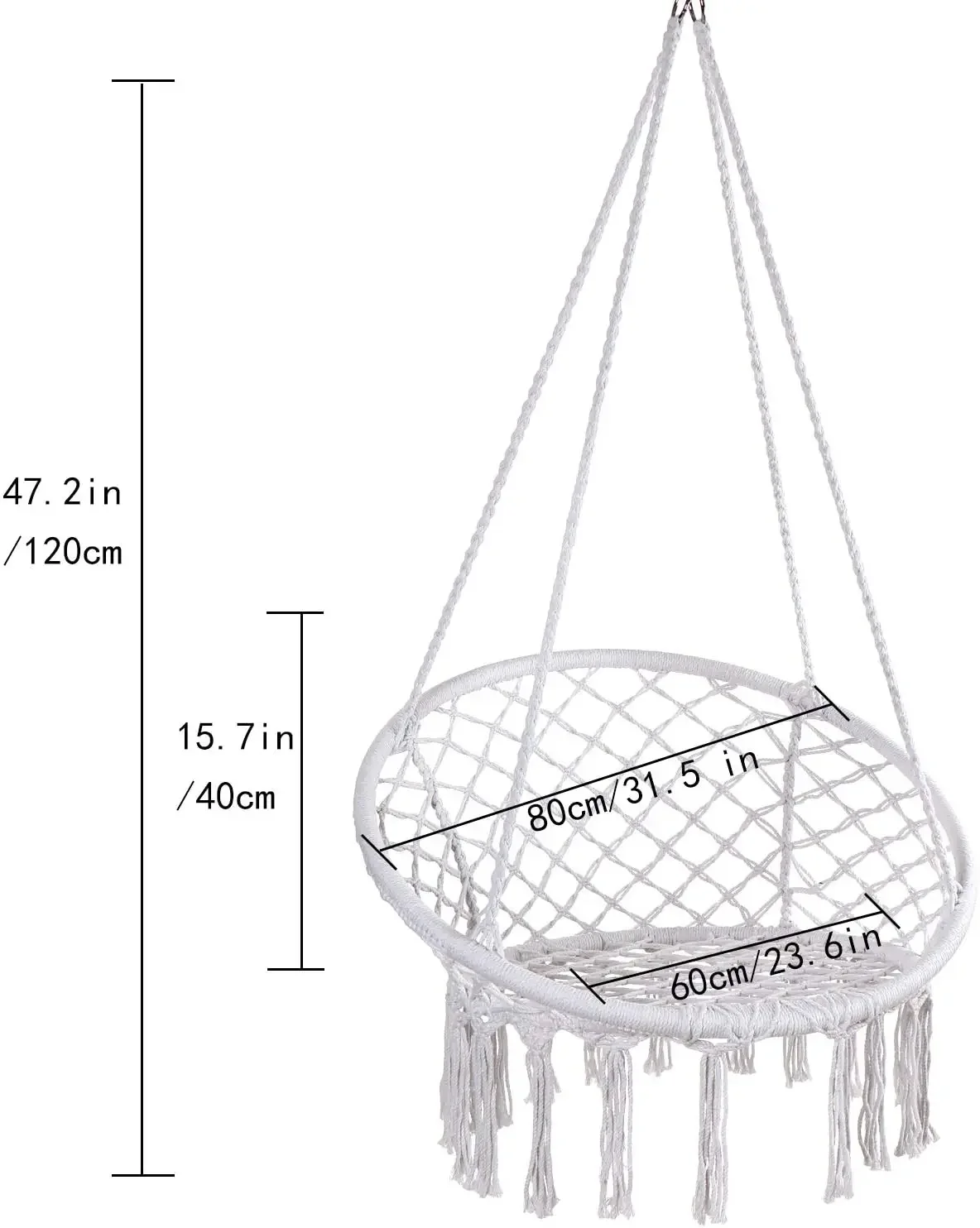 Фото Подвесное кресло-гамак Woqi Outdoor Macrame белого цвета круглой формы для сада, веранды №5