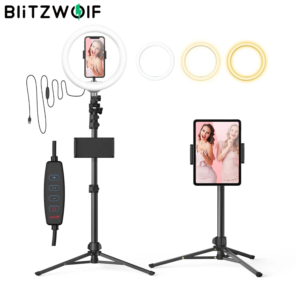 

BlitzWolf Photography lighting LED Ring Light Lamp 3200-5500K Flash LED Fill-light Phone Tripod Holder Selfie Stick live Stream
