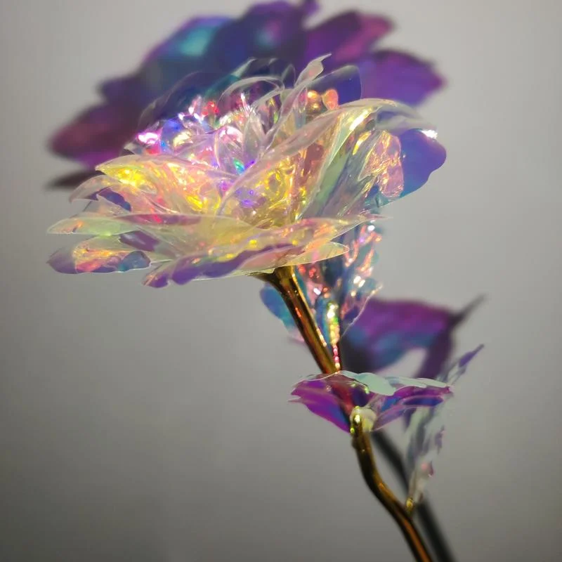 Светодиодный ная имитация розы и золота фольга искусственные цветы светящаяся