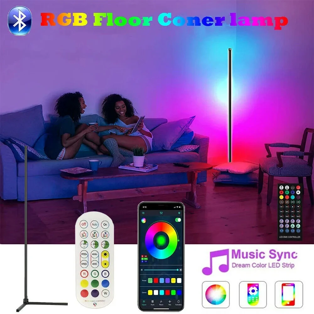 

120cm 48 inch Living Room Corner Floor Lamp Smart APP Standing Bedroom Lamp Dimmable LED RGB Mood Light home Decor interior 40cm