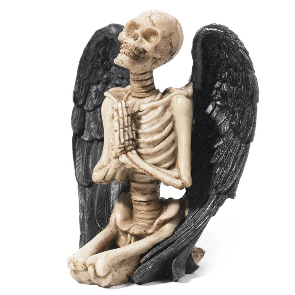 

Resin Crafts Skull Decor Figurines with Black Angle Wings Skeleton Casting Kit House Decor Festival Accessories