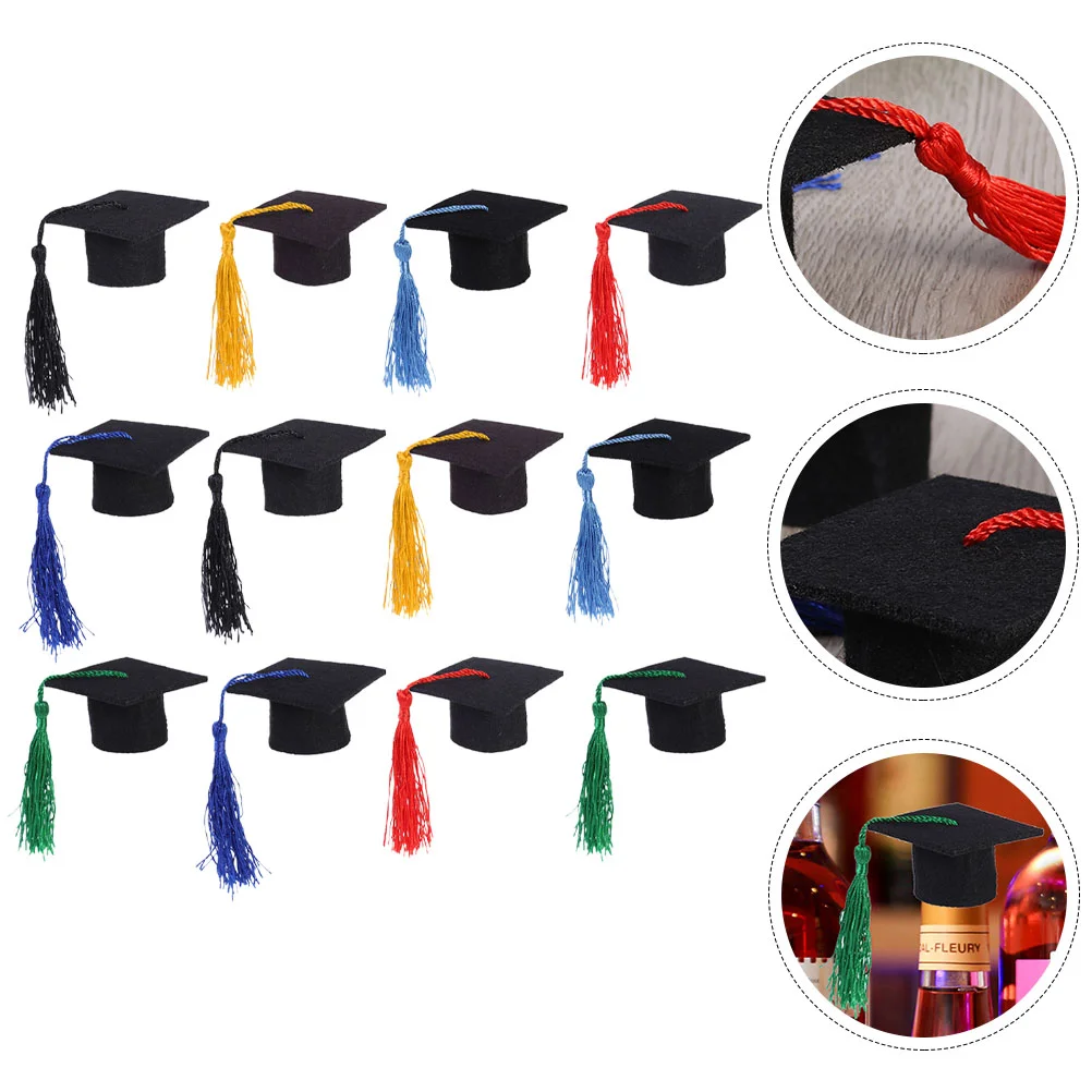 

12 pcs Mini Cute Graduation Cap Party Graduation Hat for Bottle Decor