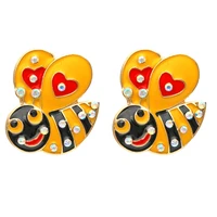 lovely cartoon little bee earrings for woman personality design insect woman earrings