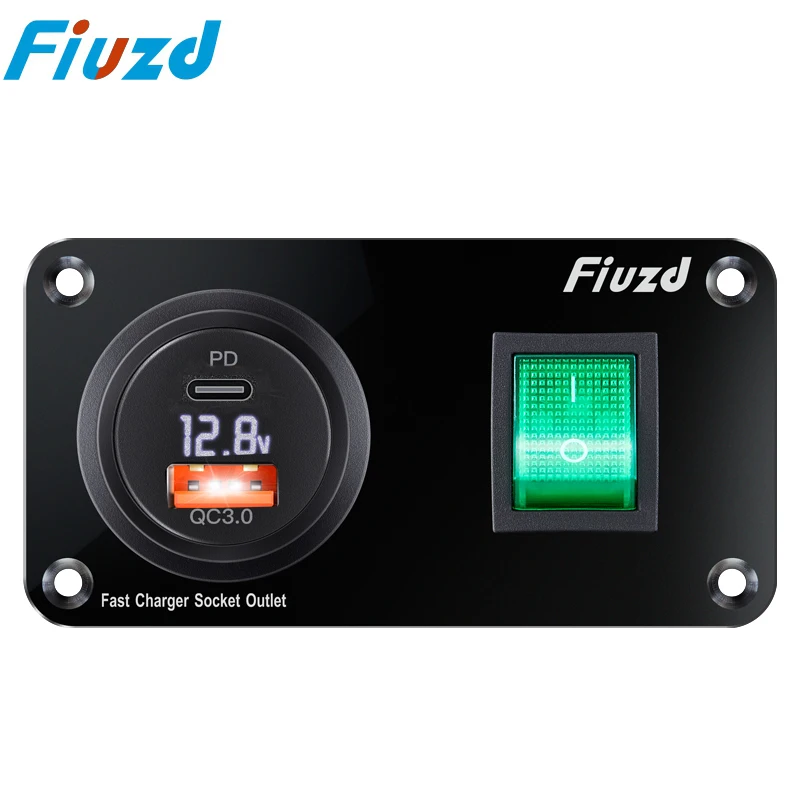 

12 В/24 В розетка прикуривателя 3 в 1 автомобильная двойная розетка QC3.0 USB для автофургона, морской лодки, розетка для зарядного устройства