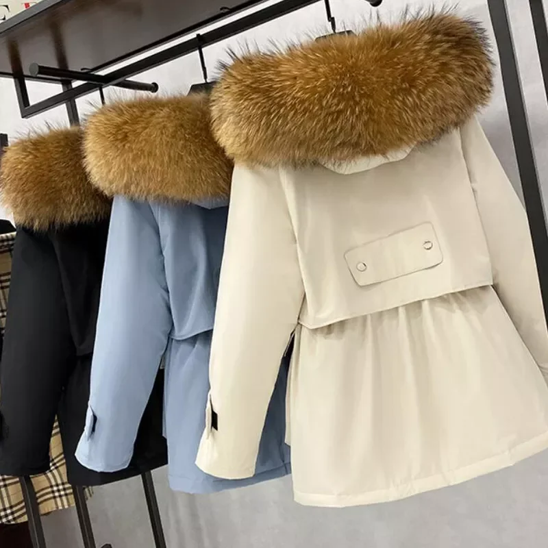 Winter 90% White Duck Down Women's Long Sleeve Down Coat Large Size S-6XL Thin and Light Pure Color Down Jacket Women 2020 P