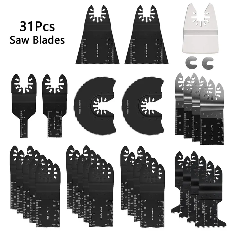 

31pcs Oscillating Multi Tool Saw Blades for Renovator Power Tools As Fein Multimaster,Dremel,Electric Tools Accessories Dropship