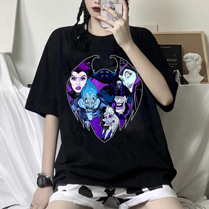 Летняя мода 2023 Disney, злодеи, плохая девушка, больше фотографий, топы, футболки 90-х, Харадзюку, Готическая рубашка, одежда Летняя мода 2023 Disney, злодеи, плохая девушка, больше фотографий, топы, футболки 90-х, Харадзюку, Готическая рубашка, одежда