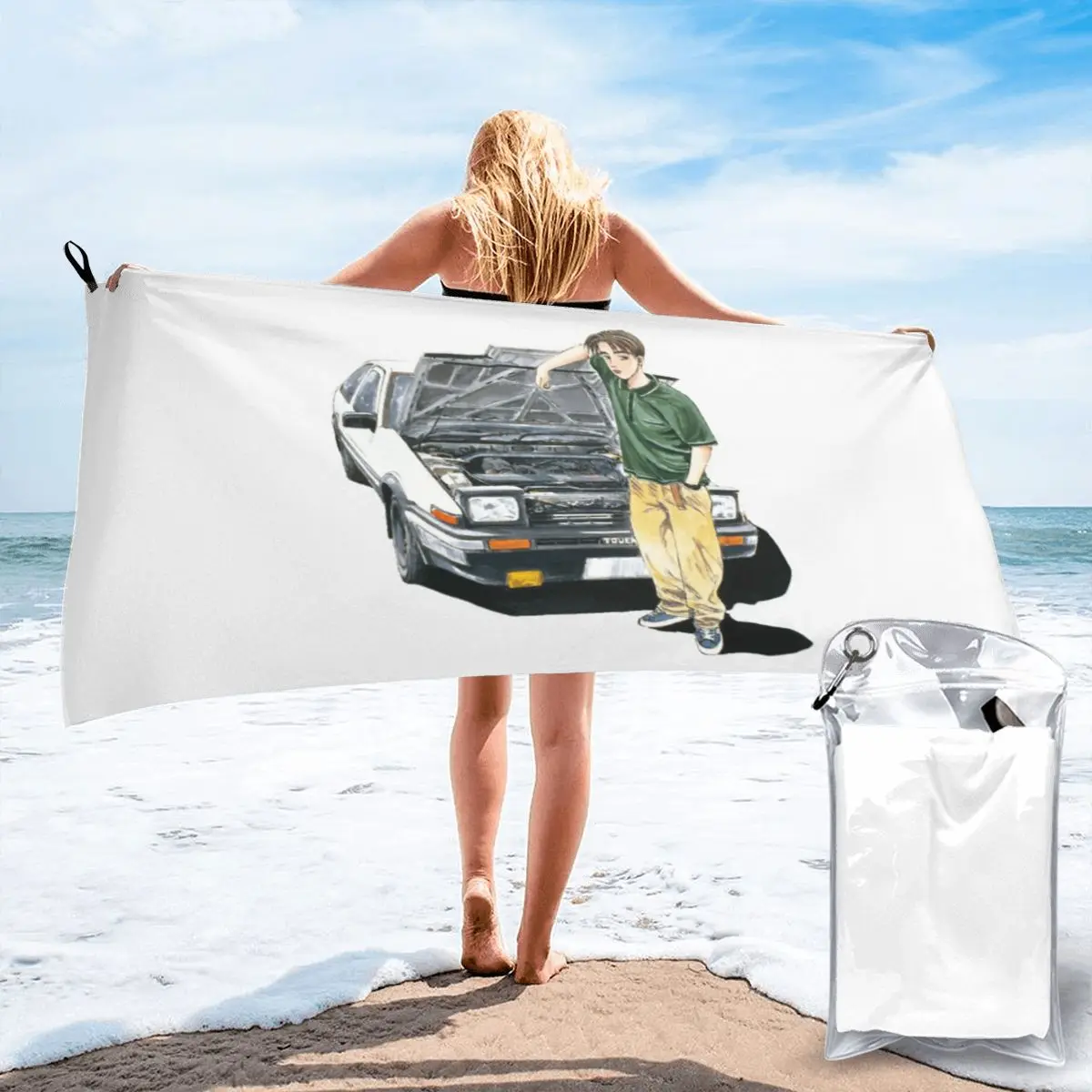 

Takumi Initial D Poly Cotton Hair Towel Beach Towel Bath Towel Adult Towel Skin-friendly Child Cartoon Animation Non-fading Soft