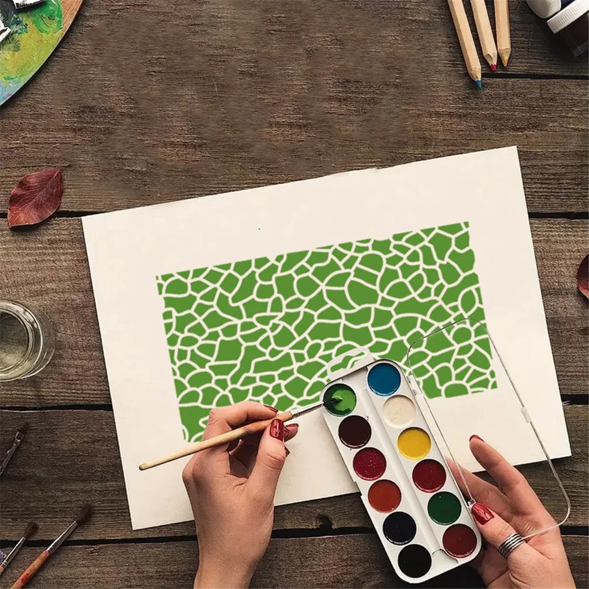 12-компонентные трафареты для поделок нанесения слоев кирпичных точек с