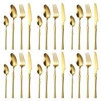 24pcs western dinnerware set stainless steel cutlery set fork knife spoon tableware set festival wedding gift