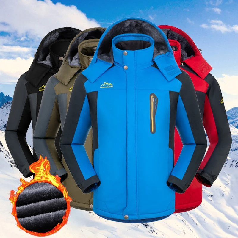 

Men Winter New Outdoor Ski Plus Velvet Warm Windproof Coats Mens Military Hooded Jackets Men's Outwear Overcoat