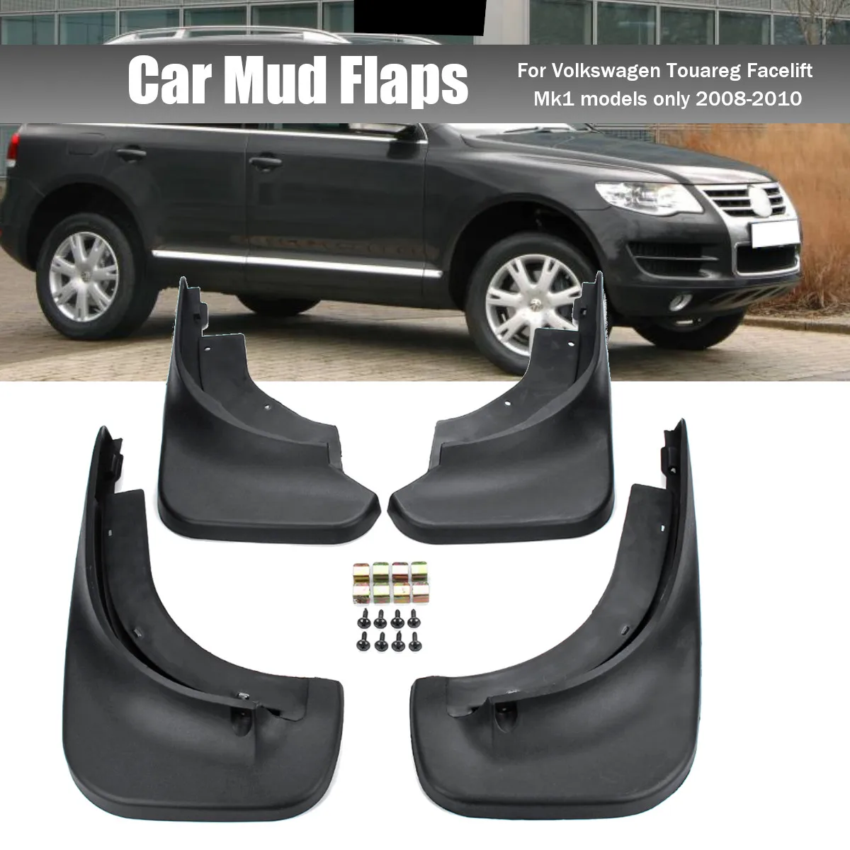 

4x Molded Mud Flaps Mudflaps Splash Guards Front Rear Mud Flap Mudguards Fender for Volkswagen VW Touareg Mk1 2008 2009 2010